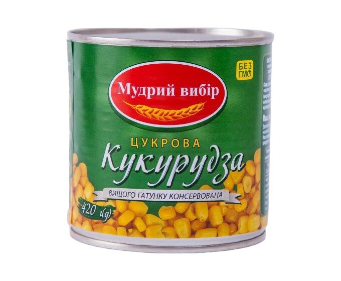 Кукуруза сахарная консервированная из целых зерен стерилизованная 420г
