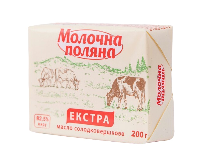 Масло солодковершкове  82,5% жиру,  ТМ «Молочна поляна»