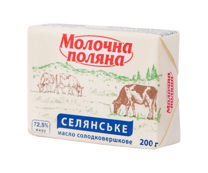 Масло сладкосливочное крестьянское 72,5% жира. ТМ «Молочная поляна»